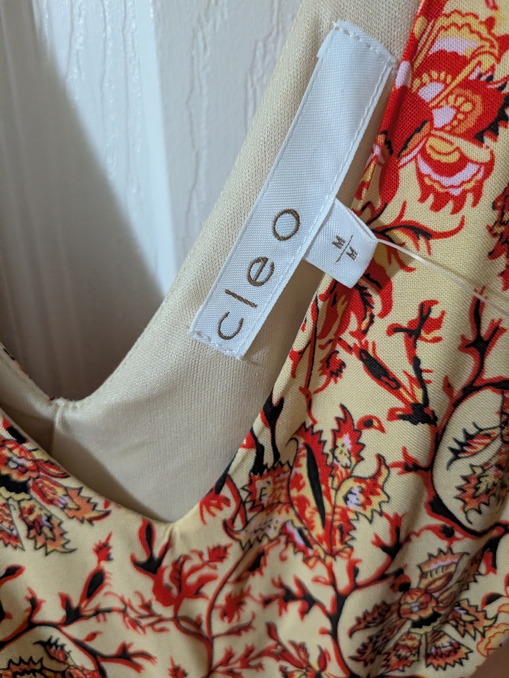 cleo Cream Floral V-Neck Maxi Dress with Red Accents - Picture 3 of 9